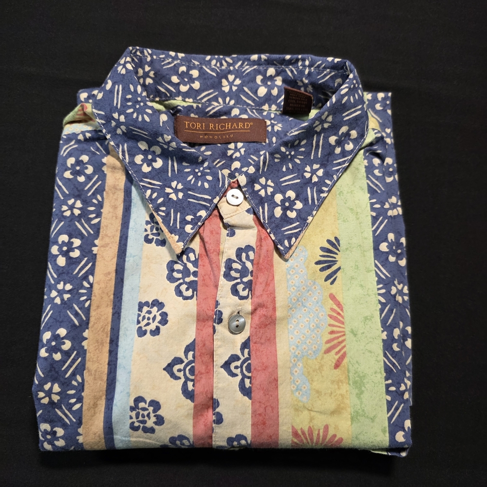 Tori Richard Multicolor Floral Men's Shirt, Size Large